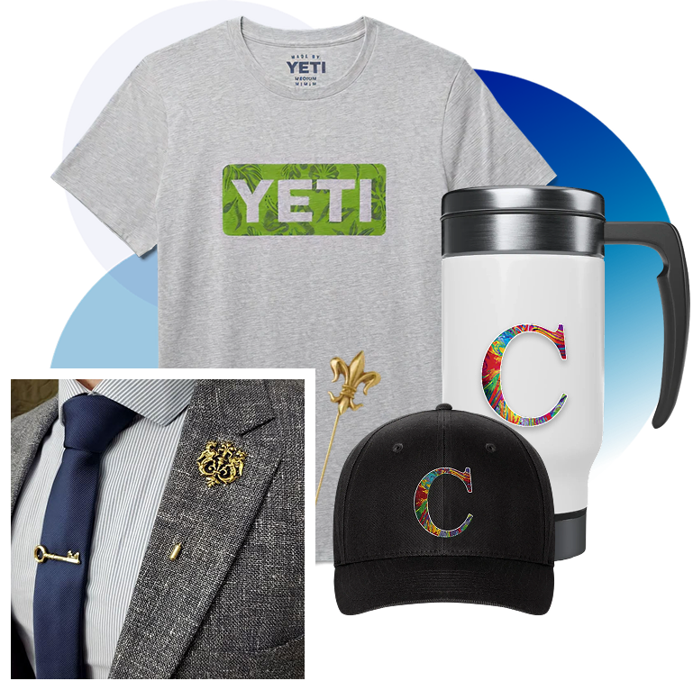 Ceason signature apparel, cap, travel mug and lapel pin collection