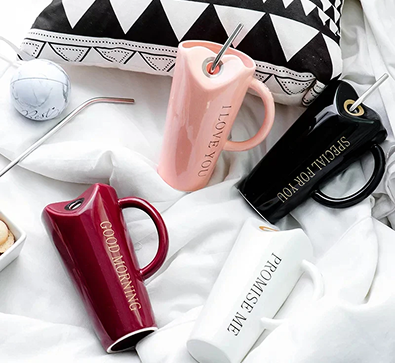Ceason drinkware in soft pink, white and black
